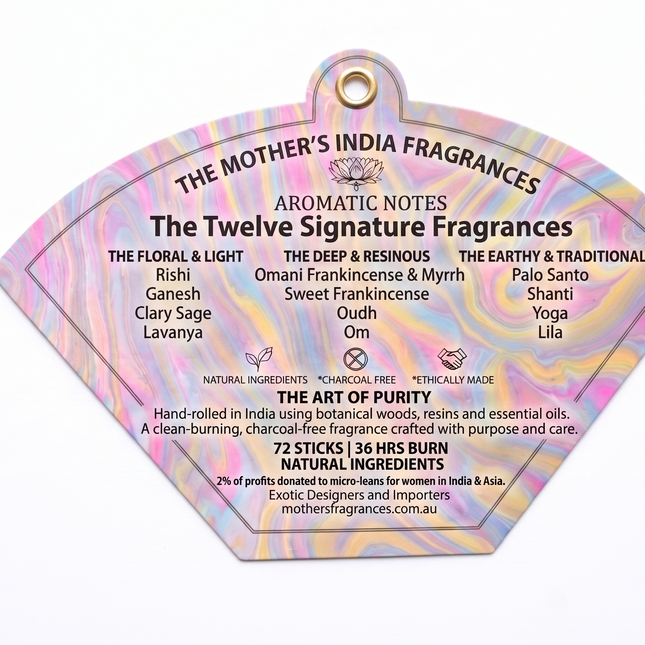 Nag Champa Incense Sticks Sampler Gift Fan Set – 12 Mini Packs | Mothers Fragrances