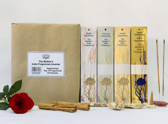 Mothers India Fragrances Nagchampa Incense Top 15 - 64 Mixed Pack
