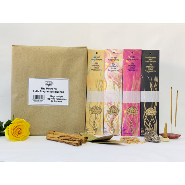 Mothers India Fragrances Nagchampa Incense Top 10 - 84 Mixed Pack