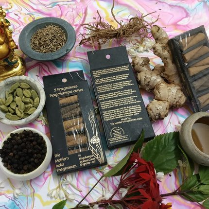 The Mothers Fragrant Incense Nagchampa Cones x 10 (5 Mixed Fragrances)