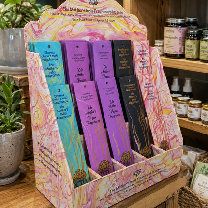 Top 15 Nag Champa Incense Retail Display Kit (64 Packs) – 4 Gift Fans & 2 Holders | Mother's Fragrances