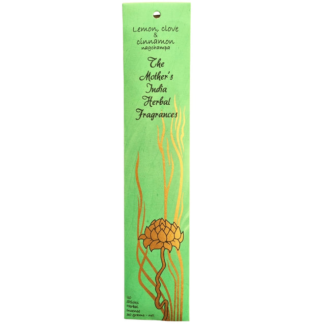 Mothers India Fragrances Incense Lemon Clove Cinnamon Nagchampa