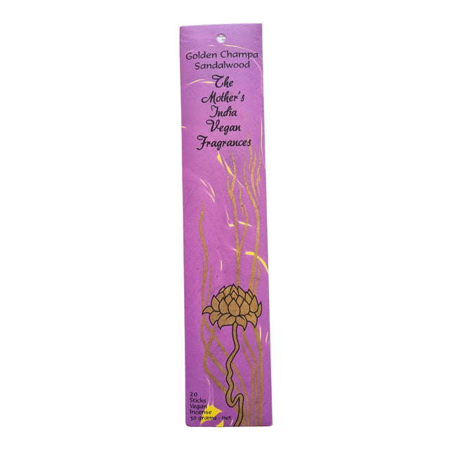Mothers India Incense Vegan Fragrances Golden Champa Sandalwood