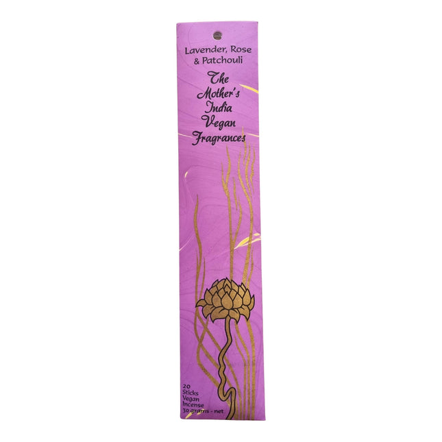 Mothers India Incense Vegan Fragrances Lavender, Rose & Patchouli