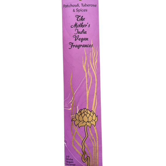 Mothers India Incense Vegan Fragrances Patchouli, Tuberose & Spices