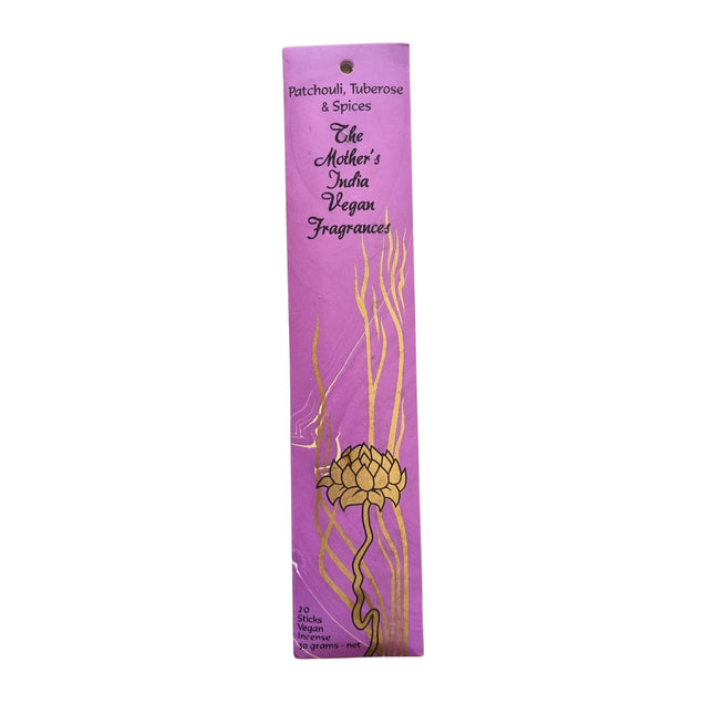 Mothers India Incense Vegan Fragrances Patchouli, Tuberose & Spices
