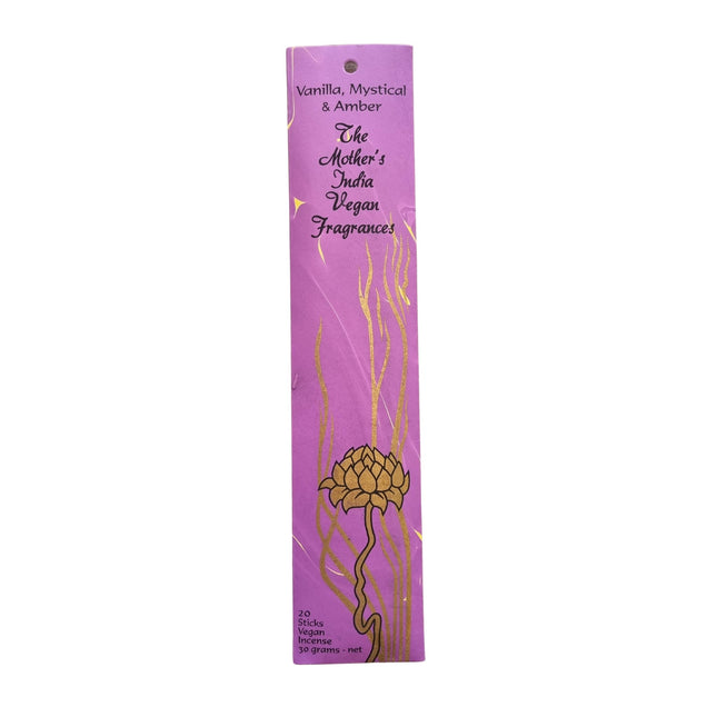 Mothers India Incense Vegan Fragrances Vanilla, Mystical & Amber